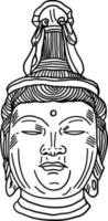 Buddha-Zeichnung, Illustration, Vektor auf weißem Hintergrund.