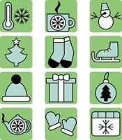 Winter-Icon-Set, Illustration, Vektor, auf weißem Hintergrund. vektor