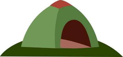 Grünes Zelt, Illustration, Vektor auf weißem Hintergrund.
