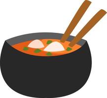 asiatische Miso-Suppe, Illustration, Vektor auf weißem Hintergrund.