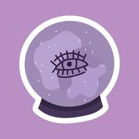 lila kristall boll med öga sticker.häxkonst magi design element. vektor