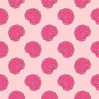 rosa kleines Gehirn, nahtloses Muster auf rosa Hintergrund. vektor