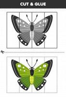 Lernspiel für Kinder schneiden und kleben mit niedlichem Cartoon-Käfer druckbarem Käfer-Arbeitsblatt vektor