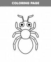 utbildning spel för barn färg sida av söt tecknad serie myra linje konst tryckbar insekt kalkylblad vektor
