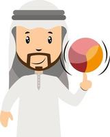 Arabische Männer mit Ball, Illustration, Vektor auf weißem Hintergrund.