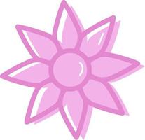 rosa zarte Blume, Symbolabbildung, Vektor auf weißem Hintergrund