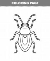utbildning spel för barn färg sida av söt tecknad serie kackerlacka linje konst tryckbar insekt kalkylblad vektor