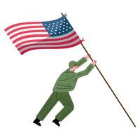 soldat lyft USA flagga vektor