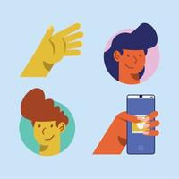 fyra social media marknadsföring ikoner vektor