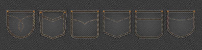 schwarze Denim-Textur mit Taschen vektor