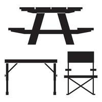 Symbole für Camping- und Picknicktische vektor