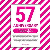 57 år årsdag firande design, på rosa rand bakgrund vektor illustration. eps10 vektor