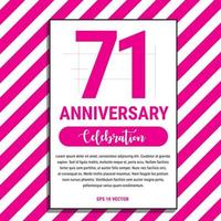 71 år årsdag firande design, på rosa rand bakgrund vektor illustration. eps10 vektor