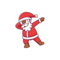süße weihnachtsmann-zeichentrickfigur mit tupfender pose vektor