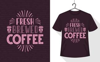 Kaffee-T-Shirt, frisch gebrühter Kaffee vektor