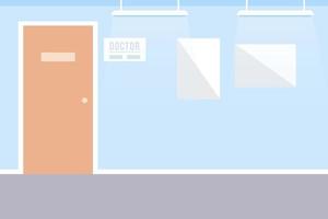 sjukhus korridor platt Färg vektor illustration. medicinsk klinik. läkare kontor ingång. fullt redigerbar 2d enkel tecknad serie interiör med läkare dörr på bakgrund