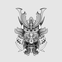 schwarze tätowierungen samurai-maske oni teufel japanische traditionelle kriegerhelmillustration. Militär- und Geschichtskonzept für Symbole und Embleme, die für Tätowierungen geeignet sind vektor