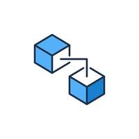 två ansluten block modern ikon. blockchain teknologi vektor begrepp blå symbol