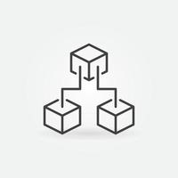 drei Blockchain-Blöcke Vektor Konzept Symbol Leitung. Blockchain-Symbol