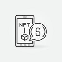 Smartphone mit nft-Gliederungssymbol. nicht fungibles Token-Konzeptsymbol vektor