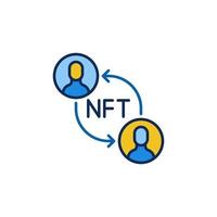 Nicht fungibler Token-Transfer oder nft-Kaufvektor farbiges Symbol vektor