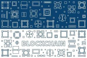 blockchain teknologi översikt banderoller. vektor illustration