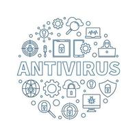 Antivirus-Vektor runder Virenschutz skizziert blaue Illustration vektor