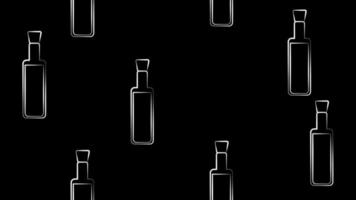 Glasflasche erstklassiges natives Olivenöl und einige Oliven mit Blättern nahtlose Mustervektorillustration vektor
