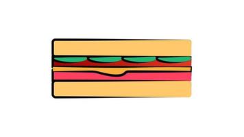 appetitliches, leckeres Sandwich auf einem weißen Teller. Sandwich gefüllt mit Fleisch, Käse und Kräutern. leckeres und saftiges Brot mit Fleisch. Snack, Mittagessen. Vektor-Illustration vektor