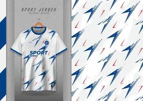 Stoffmusterdesign für Sport-T-Shirts, Fußballtrikots, Lauftrikots, Trikots, Trainingstrikots. weiß mit blauen Streifen vektor
