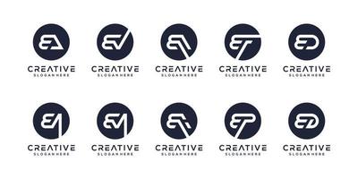 uppsättning brev e monogram logotyp design vektor