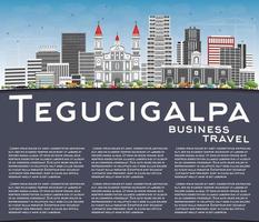 tegucigalpa horisont med grå byggnader, blå himmel och kopia Plats. vektor