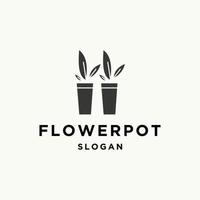 blomma pott logotyp ikon platt design mall vektor