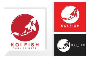 Koi-Fisch-Logo-Design, chinesischer Glücks- und Triumph-Zierfischvektor, Firmenmarke Goldfisch-Symbol vektor