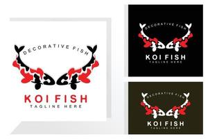 koi fisk logotyp design, kinesisk tur- och triumf dekorativ fisk vektor, företag varumärke guld fisk ikon vektor