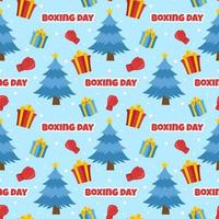 Boxing Day Sale Musterdesign mit Handschuh und Geschenkbox für Promotion oder Einkaufen auf Vorlage handgezeichnete Cartoon flache Illustration vektor