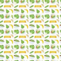 vegetarian, frukt och grönsaker sömlös mönster design med färsk, organisk och naturlig mat i hand dragen platt tecknad serie bakgrund illustration vektor