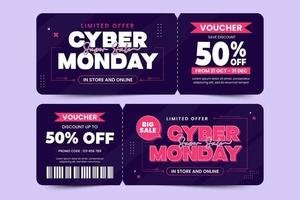 cyber måndag voucher eller kupong design mall vektor