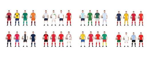 Fußball-Weltmeisterschaft alle Mannschaften mit ihrer Mannschaftsausstattung vektor