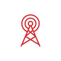 eps10 rote Vektorsenderantenne oder Broadcast-Symbol isoliert auf weißem Hintergrund. Wi-Fi-Tower-Umrisssymbol in einem einfachen, flachen, trendigen, modernen Stil für Ihr Website-Design, Logo und mobile App vektor