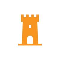 eps10 Orange Vektor Burgturm abstrakte solide Kunstikone isoliert auf weißem Hintergrund. Burggebäude-Symbol in einem einfachen, flachen, trendigen, modernen Stil für Ihr Website-Design, Logo und mobile Anwendung