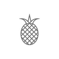 eps10 graue Vektorananas mit Blattlinie Kunstsymbol isoliert auf weißem Hintergrund. Ananas-Umrisssymbol in einem einfachen, flachen, trendigen, modernen Stil für Ihr Website-Design, Logo und mobile Anwendung vektor