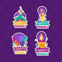 glücklicher Diwali Kerzenaufkleber vektor