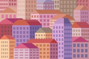 färgrik stad vektor illustration, platt design av stadsbild i tecknad serie stil.