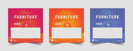 Design von Postvorlagen für Möbel in sozialen Medien vektor