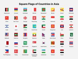 Asien länder flaggor. fyrkant flaggor av länder i Asien. vektor