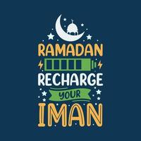 ramadan laden sie ihre typografie des heiligen monats der iman-muslimischen religion auf. vektor