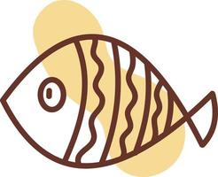 fett gul fisk med Ränder, illustration, vektor, på en vit bakgrund. vektor