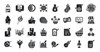 framväxande marknadsföra ikoner uppsättning enkel vektor. betalning Diagram vektor