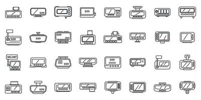 Taxameter-Symbole setzen Umrissvektor. Autofahrt vektor
